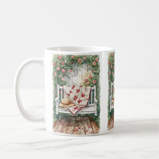 Rozen schommel met Quilt Charm Koffiemok (Links)