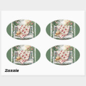 Rozen schommel met Quilt Charm Ovale Sticker (Vel)