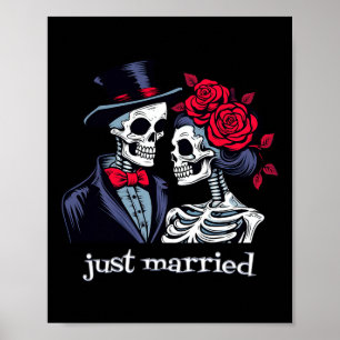 Rozen Skeleton Bride en Groom Skeleton Halloween Poster