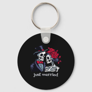 Rozen Skeleton Bride en Groom Skeleton Halloween Sleutelhanger