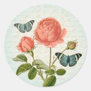 rozen sticker met vlinder