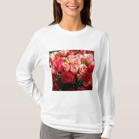 Rozen T-shirt met lange mouwen (Voorkant)