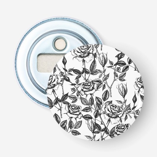 Rozen tekenen button flesopener (Voorkant)