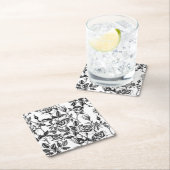 Rozen tekenen vierkante kartonnen onderzetter (Insitu)