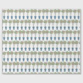 Rozen Topiary Blue en White Ginger Jar Cadeaupapier (Vlak)