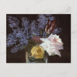 Rozen, Tulpen, Lilacs in een Kristalvet - Briefkaa Briefkaart