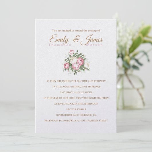  Rozen Uitnodiging tot weduwschap (Staand voorkant)