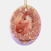  Rozen Unicorn Keramisch Ornament (Rechts)