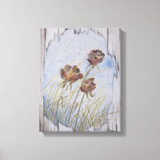 Rozen van boomhout canvas afdruk