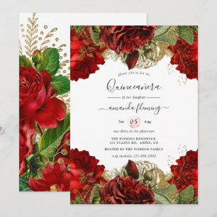 Rozen van Burgundy Red en Gold Quinceañera in Kaart