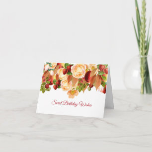 Rozen van de waterverf en de Gemengde Berry-vogelk Kaart