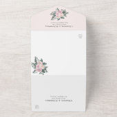 Rozen van de Waterverf Roze stemband All In One Uitnodiging (Buitenkant)