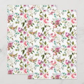 Rozen van de zoete Waterverf Flowers Aankondiging (Voorkant / Achterkant)