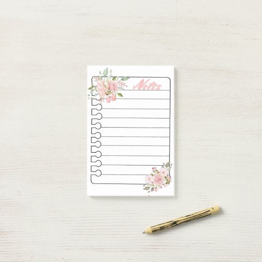  Rozen van Floral Post-it® Notes (Op bureau)