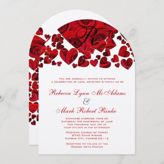 Rozen van het Zwarte en Rode Hart Weddenschap Kaart (Voorkant / Achterkant)