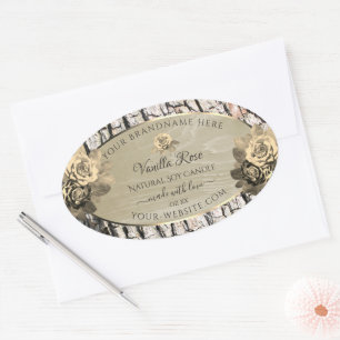 Rozen van hout Etikettering van producten op basis Ovale Sticker