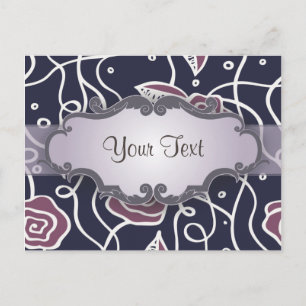 Rozen van Paars Glas in lood met naamplaat Briefkaart