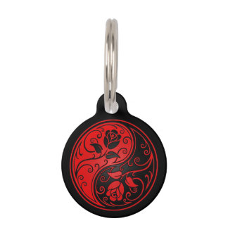 Rozen van Red en Black Yin Yang Huisdierpenning