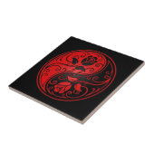 Rozen van Red en Black Yin Yang Tegeltje (Zijkant)