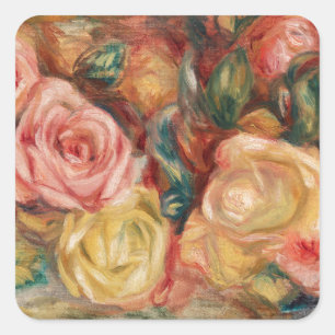 Rozen van Renoir Impressionist Painting Vierkante Sticker