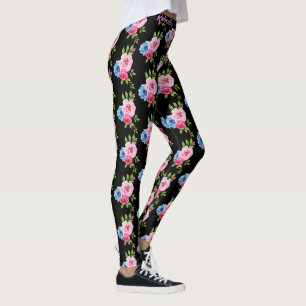 Rozen van waterverf afschilderen in Roze en blauwe Leggings