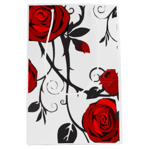 rozen van zwart en rood  medium cadeauzakje
