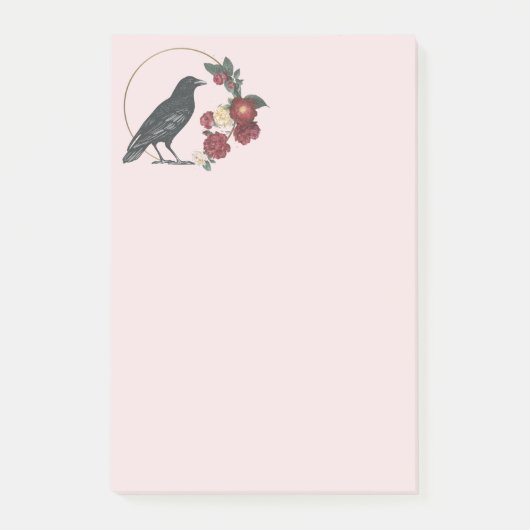 Rozen van zwarte vogels en geweven noten post-it® notes (Voorkant)