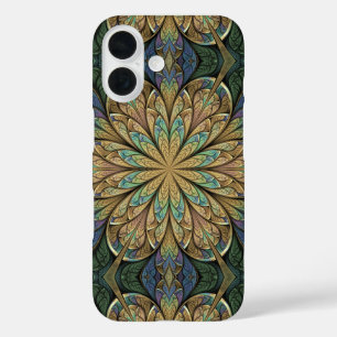 Rozen venster geel Abstract Glas in lood iPhone 16 Hoesje