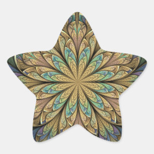 Rozen venster geel Abstract Glas in lood Ster Sticker