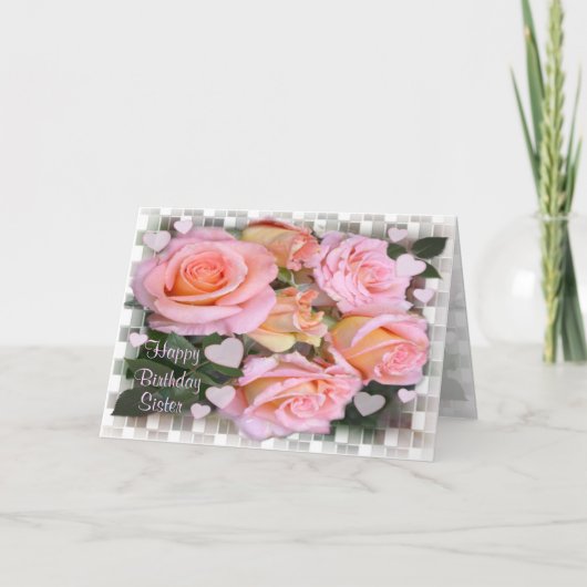 Rozen Verjaardag Kaart voor zus (Voorkant)