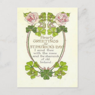  Rozen Vier Bladklavers St Patrick's Day C Briefkaart