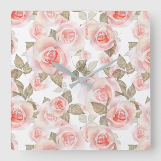 Rozen Vierkante Klok (Voorkant)