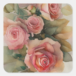 Rozen Vierkante Sticker