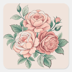 Rozen Vierkante Sticker