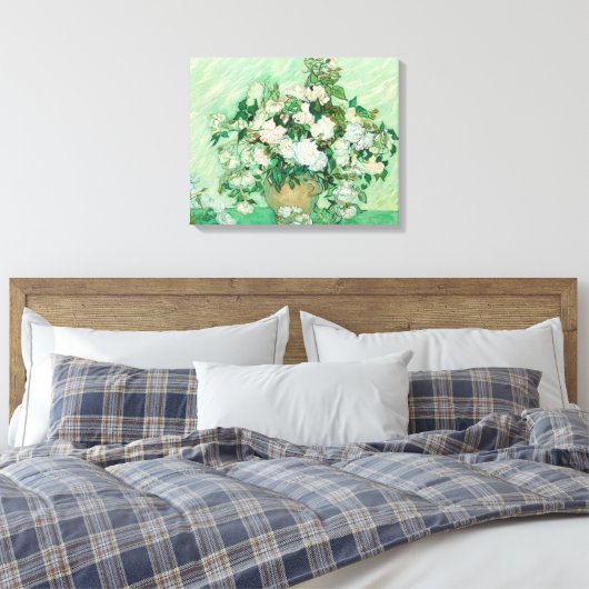 Rozen | Vincent van Gogh Canvas Afdruk (Insitu (Slaapkamer))
