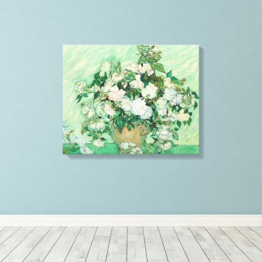 Rozen | Vincent van Gogh Canvas Afdruk (Insitu (Houten vloer))