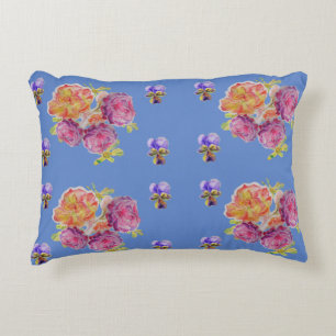 Rozen Violet Blue Shabby floral decor Accent Kussen