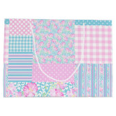 Rozen, Vlinders Faux Patchwork Grote Gift Bag Large Cadeautasje (Achterkant)