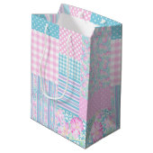 Rozen Vlinders Faux Patchwork Medium Gift Bag Medium Cadeauzakje (Achterkant Gekanteld)