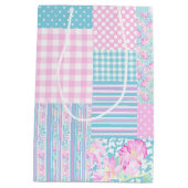 Rozen Vlinders Faux Patchwork Medium Gift Bag Medium Cadeauzakje (Achterkant)