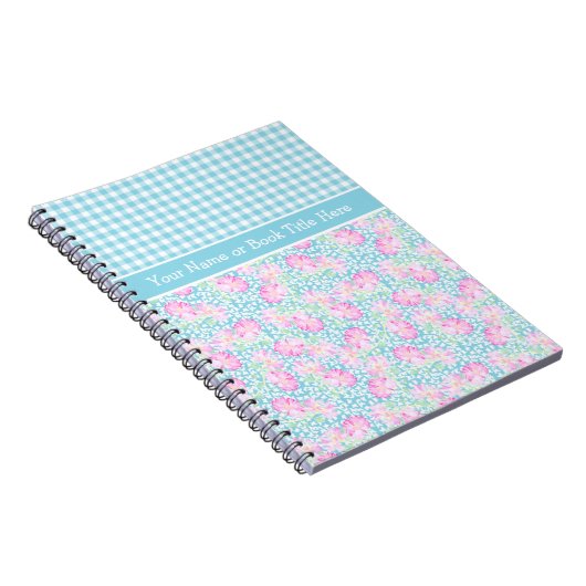 Rozen, Vlinders, Gingham Custom Spiral Notitieboek (Rechterzijde)