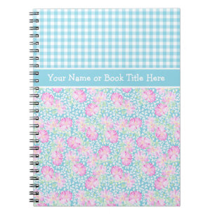 Rozen, Vlinders, Gingham Custom Spiral Notitieboek