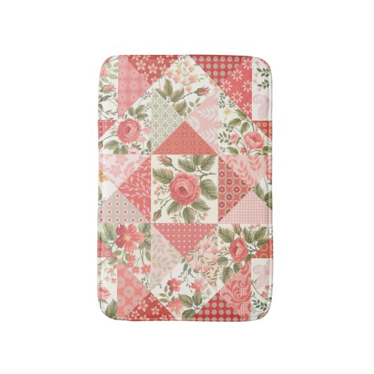 Rozen Vlinders Naadloze Patchwork Badmat (Voorkant Verticaal)