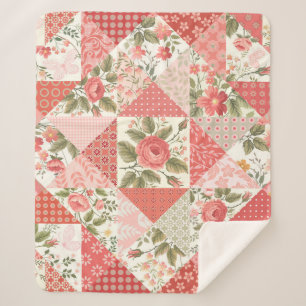 Rozen Vlinders Naadloze Patchwork Sherpa Deken