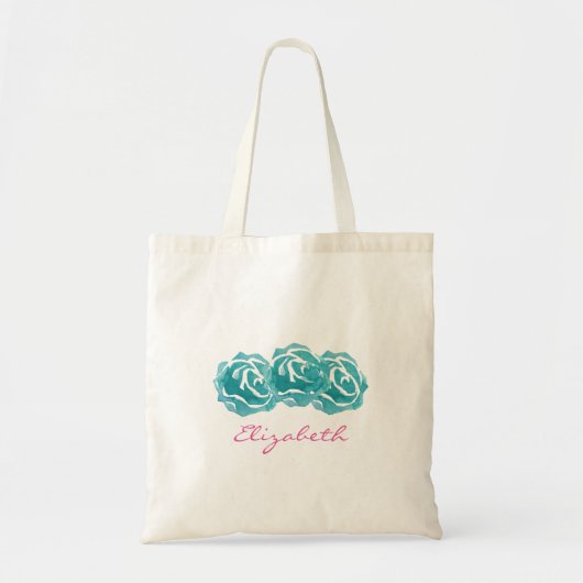 Rozen voor blauwgroen Waterverf Tote Bag (Voorkant)