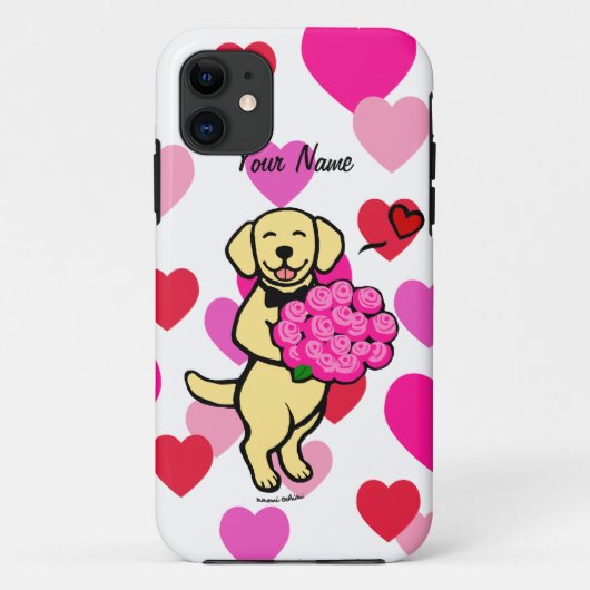 Rozen voor gepersonaliseerde gele labrador Cartoon Case-Mate iPhone Case (Achterkant)