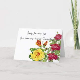 rozen voor je verlies, sympathie feestdagen kaart