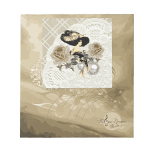 Rozen voor Lady Ivory Lace & Rhinestones-laptop Notitieblok