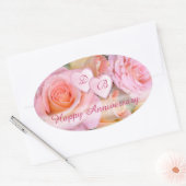 Rozen voor mijn Love Happy Jubileum Ovale Sticker (Envelop)