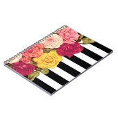 Rozen voor moderne zwarte en witte stripes notitieboek (Linkerzijde)
